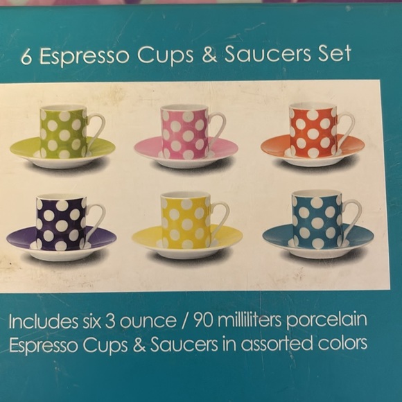 Bed Bath & Beyond Kitchen Polka Dot Espresso Cups And Saucers Poshmark